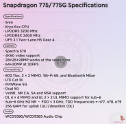 高通公司生产的Snapdragon 775型号的功能曝